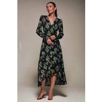 Jolie Moi Women's Ruffle Cuffed Sleeve Frill Mesh Maxi Dress | Size: 16