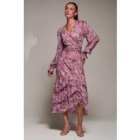 Jolie Moi Women's Long Sleeve Frill Detail Mesh Maxi dress in Pink | Size: 8