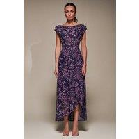 Jolie Moi Women's Asymmetric Draped Mesh Maxi Dress | Size: 12