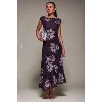 Jolie Moi Women's Slash Neck Ruched Mesh Maxi Dress in Purple | Size: 18