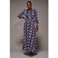 Jolie Moi Women's Long Sleeve Pleated Jersey Maxi Dress in Dark Navy | Size: 10