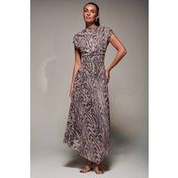 Jolie Moi Women's Asymmetrical Draped Slash Neck Midaxi Dress | Size: 12