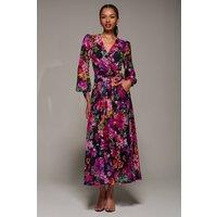 Jolie Moi Women's Long Sleeve Printed Lace Midaxi Dress | Size: 14