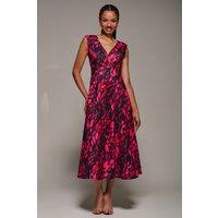 Jolie Moi Women's V-Neck Fit & Flare Scuba Midaxi Dress | Size: 14