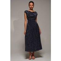 Jolie Moi Women's Cowl Neckline Draped Velvet Midaxi Dress in Black | Size: 12