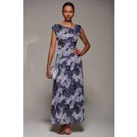 Jolie Moi Women's Asymmetric Draped Mesh Maxi Dress | Size: 12