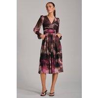 Jolie Moi Women's Long Sleeve Printed Mesh Midi Dress | Size: 10