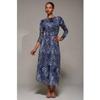 Jolie Moi Women's Long Sleeve Asymmetric Mesh Midi Dress | Size: 14