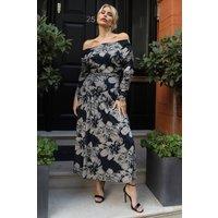 Jolie Moi Women's Long Sleeve Asymmetric Mesh Midi Dress in Black | Size: 12