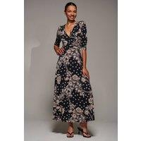 Jolie Moi Women's Jersey Ruched Waist Fit & Flare Maxi Dress | Size: 10