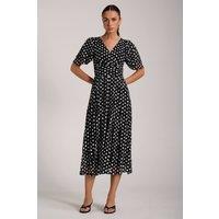 Jolie Moi Women's Angel Sleeve Print Lace Maxi Dress in Black | Size: 20
