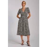 Jolie Moi Women's Short Sleeve Printed Jersey Midi Dress in White | Size: 18