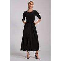 Jolie Moi Women's Three quarter sleeve jersey maxi dress in Black | Size: 20