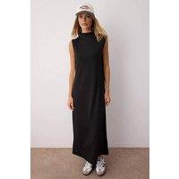 WOVCOR Women's High Neck Sleeveless Relaxed Fit Maxi Dress in Black | Size: Medium