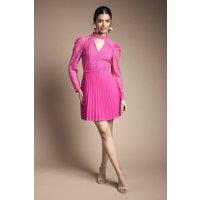 Oasis Women's Lace Bodice Pleat Mini Dress in Rose | Size: 12
