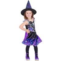 Smiffys Girl's Starry Night Witch Costume Set in Black | Size: 3-4 Years