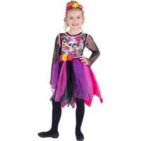 Smiffys Girl's Pom Pom Day Of The Dead Costume | Size: 10-12 Years