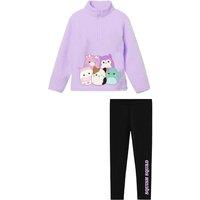 Squishmallows Girl's Borg Half Zip Loungewear Set in Purple | Size: 3-4 Years