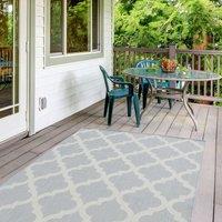 THE RUGS Outdoor Indoor Moroccan Garden Patio Rug Weatherproof Jet Washable in Grey | Size: 80 cm x 150 cm