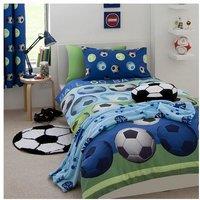 Catherine Lansfield Football Duvet Cover Set in Baby Blue | Size: Single
