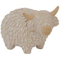 Hill Interiors Ceramic Highland Cow Christmas Dration 14cm x 11cm x 20cm in White | Size: 14 cm x 11 cm x 20 cm