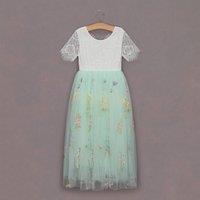 UK Flower Girl Boutique Girl's Enchanted Dress - Mint Green /White Lace | Size: 6-12 m