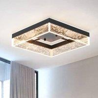 NIVOR 1 Light Square Led Flush Mount Ceiling Light Black bubble shade 3000K