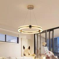 NIVOR Modern 1-Ring Circular LED Chandelier, Dimmable Remote Control, 48W in Gold