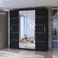 Sliding Wardrobes 4U Eden Double Mirror Sliding Door Wardrobe 120cm X 217cm in Black | Size: 120 cm X 217 cm
