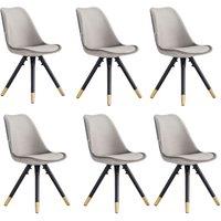 Life Interiors Set of 6 Sofia Ergonomic Modern Dining Chairs Upholstered in Velvet, Metal Legs with Gold End Caps in Dark Grey