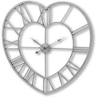 Hill Interiors Metal Frame Heart Clock in Silver