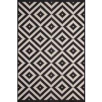 THE RUGS Outdoor Indoor Geometric Diamond Rug Black Ivory Weather Resistant | Size: 120 cm x 170 cm