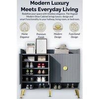 Hygrad Built to Survive Shoe Cabinet Hallway Storage Rack Cupboard Organiser Shelf Unit in Grey