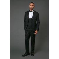 Burton Men's Black Tailored Fit Tuxedo Suit Trousers | Size: 36S