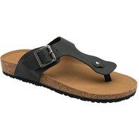 Dunlop Men's 'Ismail' Leather Toe-Post Sandals in Black | Size: 12