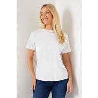 Dorothy Perkins Women's Cotton Crew Neck T-Shirt in White | Size: 14
