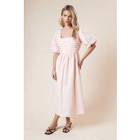 Dorothy Perkins Women's Petite Pleated Bodice Midi Dress in Pink | Size: 16