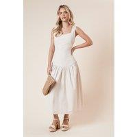 Dorothy Perkins Women's Petite Dropped Waist Strappy Midi Dress in Stone | Size: 8