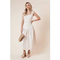 Dorothy Perkins Women's Petite Dropped Waist Strappy Midi Dress in Stone | Size: 12