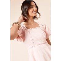 Dorothy Perkins Women's Embroidered Front Square Neck Top in Pink | Size: 10