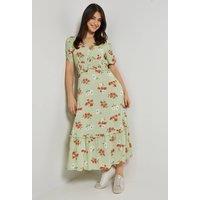 Dorothy Perkins Women's Floral Shirred Empire Waist Midi Dress | Size: 14