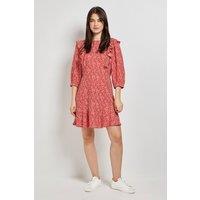 Dorothy Perkins Women's Red Heart Lace Trim Tie Back Printed Mini Dress | Size: 12