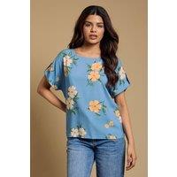 Dorothy Perkins Women's Petite Floral Printed Roll Sleeve Blouse | Size: 14