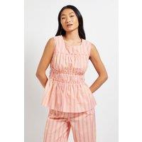 Dorothy Perkins Women's Petite Frill Detail Peplum Printed Shell Top in Pink | Size: 16