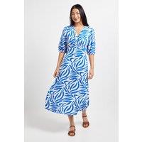 Dorothy Perkins Women's Petite Animal Shirred Empire Seam Puff Sleeve Midi Dress | Size: 6