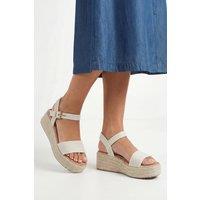Good For the Sole Women's : Elodie Textile Medium Wedge Sandals in Beige | Size: 6