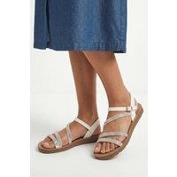 Good For the Sole Women's : Clara Faux Leather Embellished Comfort Low Wedge Sandals in White | Size: 4