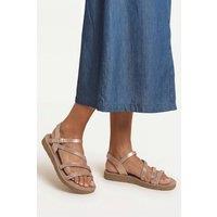 Good For the Sole Women's : Clara Faux Leather Embellished Comfort Low Wedge Sandals in Rose Gold | Size: 5