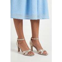 Wallis Women's Maria Metallic Mixed Material Cross Strap High Block Heeled Sandals in Gold | Size: 4