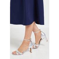 Wallis Women's Maria Metallic Mixed Material Cross Strap High Block Heeled Sandals in Silver | Size: 8